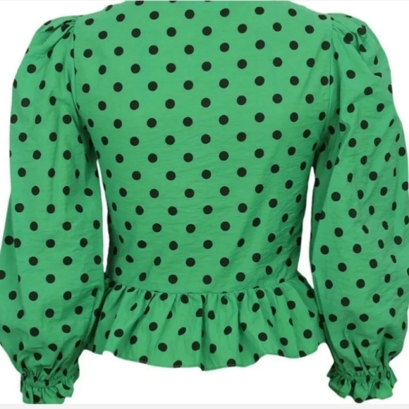 🍁🆕️Zara XS Polkadot Peplum Blouse - Picture 8 of 10